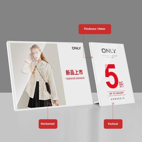 Acrylic Sign Holder A3/A4/A5 Menu Displays L Shape Sign Stand Table Top Sign Stand (Horizontal A4 297×210mm/11.69×8.27 inches) - color: Horizontal A4 297×210mm/11.69×8.27 inches