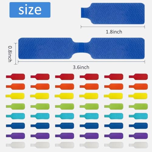 48 Pack Cable Labels, Medium,Rectangular Wire Labels with Reusable Hook, Multi-Color Write On Cord Tags for Wire Management and Identification (1.78 x 0.79 inch) - size: 48 PCS: Rectangular
