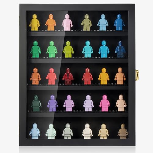 TJ.MOREE Minifigure Display Case for Collectibles, Mini Figure Display Case Wall Mount, 11 x 13.4 inches Black - color: Black-5-tier