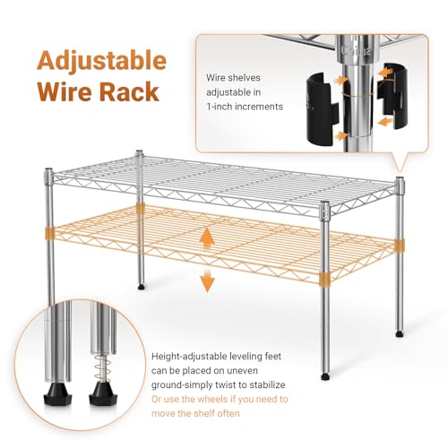 Simple Deluxe Heavy Duty 1-Shelf Shelving, Adjustable Storage Units, Steel Organizer Wire Rack, 29.92" W x 13.78" D x 14.96" H, Chrome,2-Pack - size: 1-Tier Wider, 29.92"W x 13.78"D x 14.96"H, style: 2 Pack