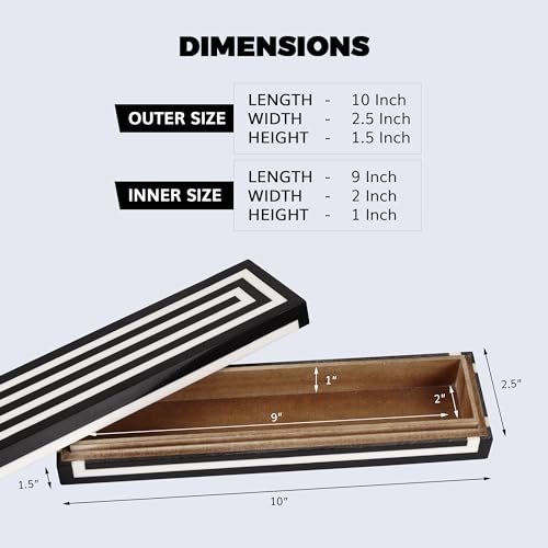 Handicrafts Home Decorative Remote Holder Box 10x2.5 – Slim Organizer Box with Lid for TV Remotes, Coffee Table Décor, Modern Shelf Box, Boho Home Décor Accent, Black and White Decorative Storage Box - color: Concentric, size: 10 x 2.5 x 1.5 Inches