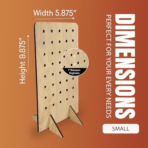 Torched Pegboard Display Stand for Jewelry, Craft Shows, Selling, Vendor Events, Tools, Peg Board Accessories Rack Organizer, Small 5.88" L x 4.3" W x 9.88" H, Natural - color: Natural, size: Small