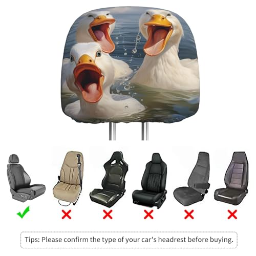 Dujiea 2 Pack Funny Animal Duck Car Headrest Covers, Universal Soft Car Seat Head Rest Protector, Vehicle Accessories Fabric Headrest Cover for Cars Vans Trucks - color: Funny Animal Duck