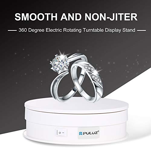 PULUZ 360 Degree Photography Turntable Rotating Display Stand, 5.7in(15cm) Diameter 360 Degree Turntable Display Stand for Photography Video Shooting Props Jewelry, Max Load 33Lb (White) - size: 5.7inch/White