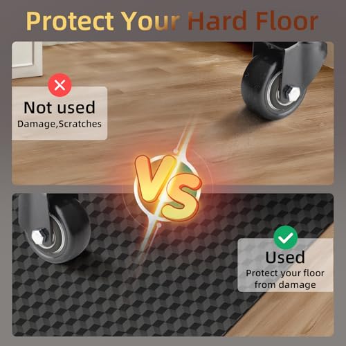 AiBOB Gaming Chair Mat for Hardwood Floors - 53"x45" Office Chair Mat for Hard and Tile Floor | Anti-Slip Protector Mat | Computer Desk Floor Mat for Rolling Chairs, Not for Carpet - color: Black, size: 45'' X 53'' for Hard Floor