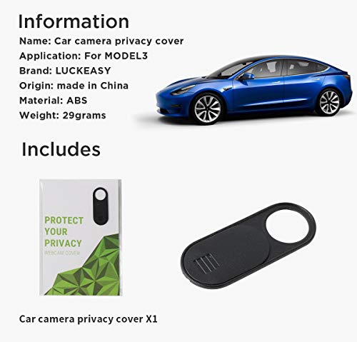 LUCKEASY Webcam Cover for Tesla Model 3/ Y Car Camera Privacy Cover for Model Y Accessories Black