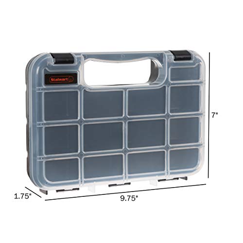 Hardware Organizer Box with Dividers - 14 Compartment Small Parts Organizer Portable Tool Box Organizer with Secure Latches - Plastic Screw Organizer Box for Nuts, Beads, Jewelry or Tackle by Stalwart - size: 14 Bin