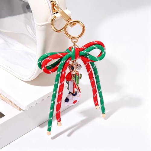PHALIN Football Baseball Basketball Golf Bag Charms Keychain for Women Men Bow Purse Charm Sport Mom Gifts - style: Soccer-3