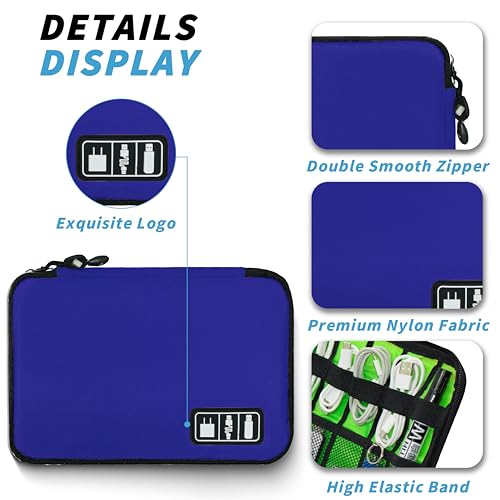 Electronics Organizer,Travel Cord Organizer Pouch, Portable Cable Organizer Bags,Travel Electronic Accessories Storage Case for Cables, Cords, Charger, Phone (Navy Blue) - color: A5-M-Navyblue, size: Medium