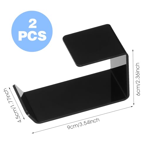 2 Pcs Headphones Hook Under-Desk Desk Headphone Hanger with Strong Adhesive Tape Gaming Headphones Stand Hanger Desk Mount for Most Headphone Women Men Gifts Black 3.54 × 1.77 × 2.36 Inches