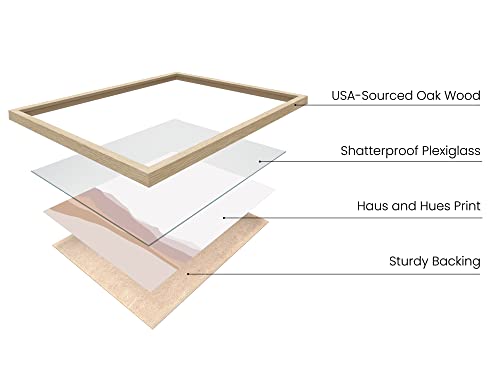 HAUS AND HUES Mountain Wall Art - Set of 4 Mid-Century Modern Landscape Decor, Nature & Modern Art Wall Art | Beige Framed 11x14 - color: Blush Mountain Landscape, size: 11x14, style: Beige Framed
