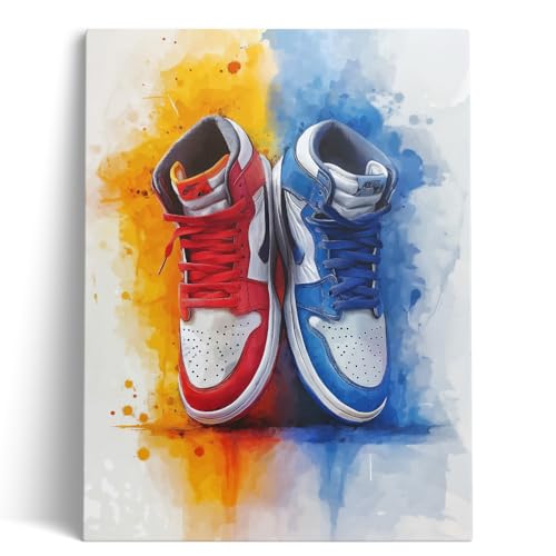 Ypxzzj Graffiti Sneaker Poster Canvas Wall Art for Boy’s Room,Trendy Sport Shoe Artwork for Gym Wall Decor,Hypebeast Shoe Picture for Home Decor Framed Ready to Hang (16''x24'') - color: sneaker01, size: 24"L x 16"W