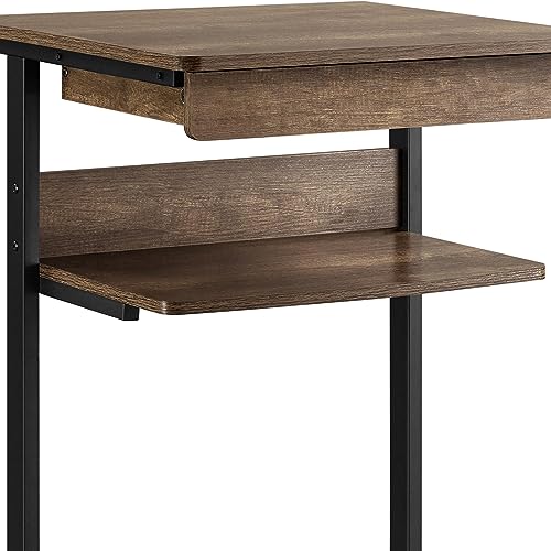 Yaheetech Small Rolling Computer Desk with Storage Drawer, Rolling Home Office Computer Desk with Keyboard Tray, Laptop Desk with Wheels and Drawer, Taupe Wood - color: Taupe Wood