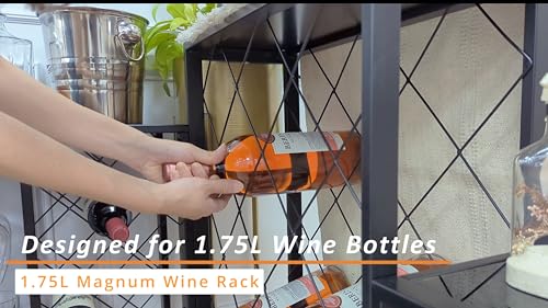 Mango Steam Wine Rack Console with Glass Table Top (34 Bottle, Black) - color: Black, size: 34 Bottle