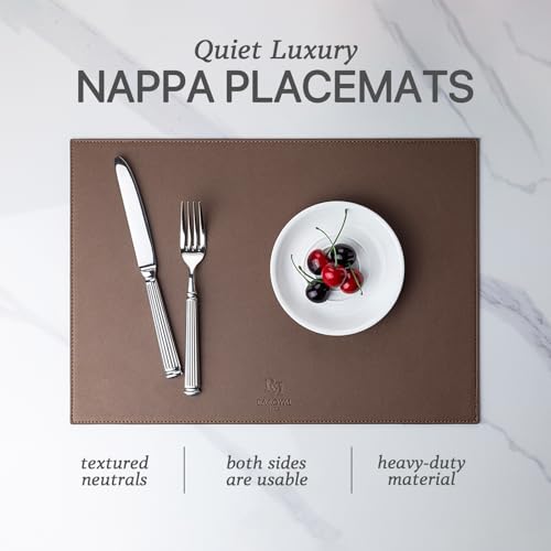 Baroyal Faux Leather Placemats Set of 6 Vinyl Washable Wipeable Table Mats for Kitchen Dining Table Heat Resistant Waterproof Modern Indoor/Outdoor Placemats Non-Slip Easy Clean Place Mats (Chocolat) - color: B-chocolat