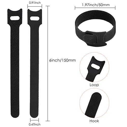 MVYC 120PCS 6 Inch Reusable Cable Ties Wire Ties Cord Organizer Cable Organizer Adjustable Management Black - size: 6 Inch (Black)
