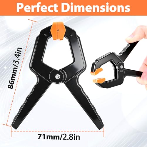 18Pack Spring Clamps, Heavy Duty Clips with Jaw Pads for Woodworking, Balloon Arch Backdrop Stand Clips, 3.5inch Plastic Small Spring Clamps for Photography Backdrops Holder, Crafts, Fabric Backdrop - color: 3.5"_18p_orange