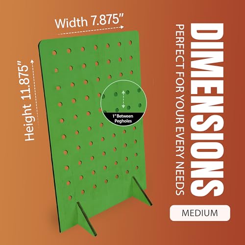 Torched Pegboard Display Stand for Jewelry, Craft Shows, Selling, Vendor Events, Tools, Peg Board Accessories Rack Organizer, Medium 8" L x 4.3" W x 12" H, Green - color: Green, size: Medium