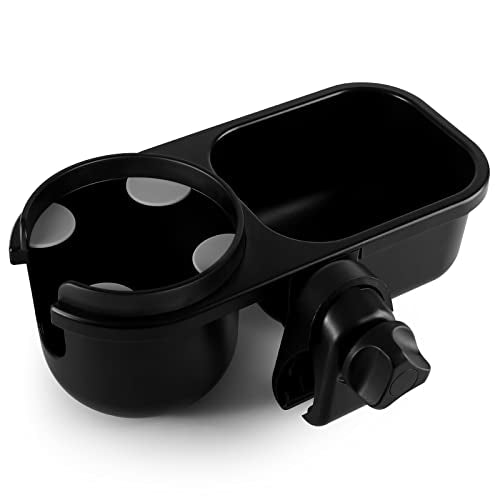 Accmor Stroller Cup Holder with Tray, Universal Cup Holder Tray for Uppababy Nuna Doona Strollers, Bottle Drinks Holder for Stroller, Wheelchair, Walker - style: Tray-2 in-1-Black