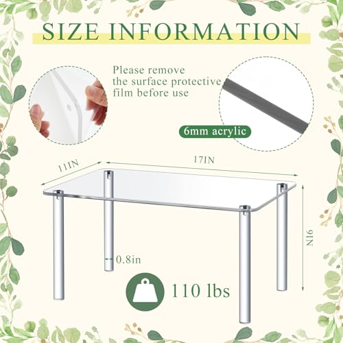1 Pcs 17 Inch Extra Large Acrylic Risers Display Stands Rectangular 4-leg Acrylic Plant Stand, 6mm Thick Clear Shelf Riser Display Stands for Decor Collectibles Figures and Item Photography - color: Acrylic, size: 17×11×9in