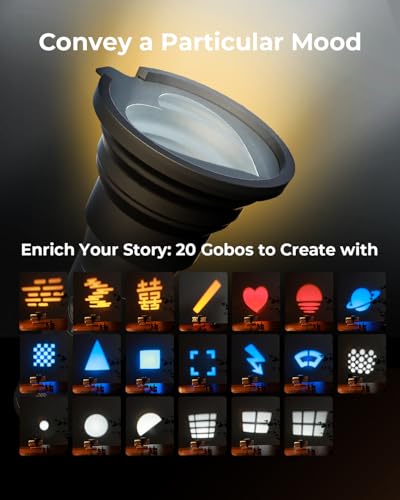 SMALLRIG RGB LED Photography Flashlight, 7500mAh Aluminum Alloy Patterned Ambient Light, 4 Color Fill Light with 20 Patterned Filters, Perfect for Photo, Content Creation Accessories RF10C 4634