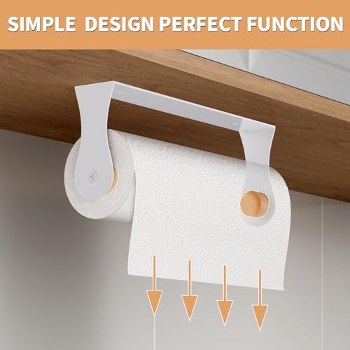 Paper Towel Holder Under Cabinet, White Kitchen Accessories Decor, Wall Mount, White Paper Towel Holder for Bathroom, Stainless Steel, Adhesive or Screws - color: White