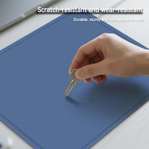 Dual Sided Leather Desk Mat - Waterproof Desk Pad - Ideal for Large Mouse Pad and Desk Mats on Top of Desks (Blue, 11"*8") - color: Blue, size: 11"*8"