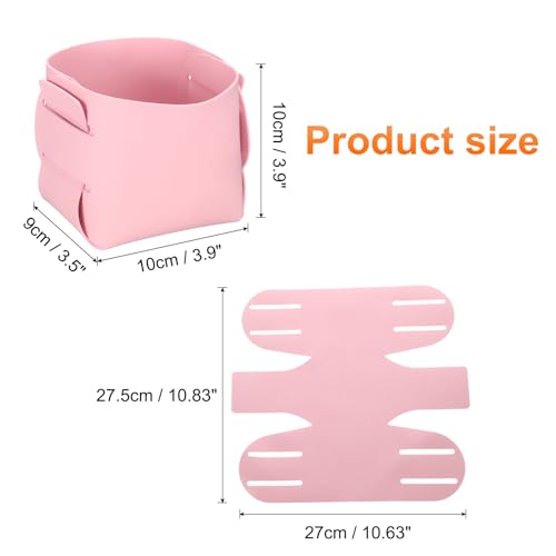 uxcell Valet Tray Organizer, PU Leather Desktop Storage Organizer Box Tray Entryway Table Bedside Nightstand Catchall Vanity Tray for Jewelry Key Coin Watch Wallet (Pink) - color: Pink