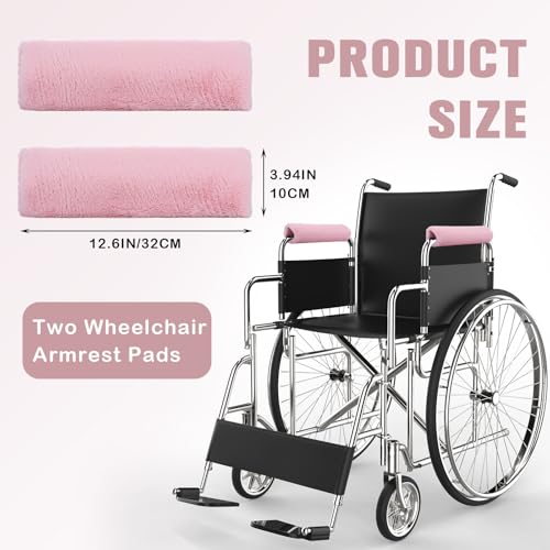 Threlaco 2 Pcs Wheelchair Armrest Covers Soft Fluffy Foam Wheelchair Armrest Pads Non Slip Arm Rest Cover Cushion Pad for Armchairs Office Chairs (Pink) - color: Pink