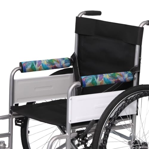 Wheelchair Armrest Covers Colorful Leaves Wheelchair Parts Accessories Portable Mobile Arm Support for Wheelchair Office Transport Chair Mobility Scooter Gift for Women Men - color: Colorful Leaves