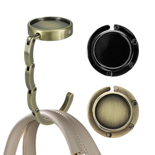 kwmobile Purse Hook for Table - Set of 2 Purse Holder - Folding Handbag Hanger - Portable Bag Holder - Bag Hooks for Desk - Table Hook Bronze/Bronze - color: bronze / bronze