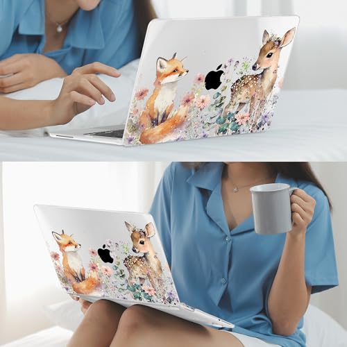 Mektron Case for 2026 MacBook Neo 13-inch A18 Pro chip A3404 Laptop Cover with 13-inch (Diagonal) Liquid Retina Display+ Keyboard Cover+ Screen Protector, Fox and Deer - color: Fox and Deer