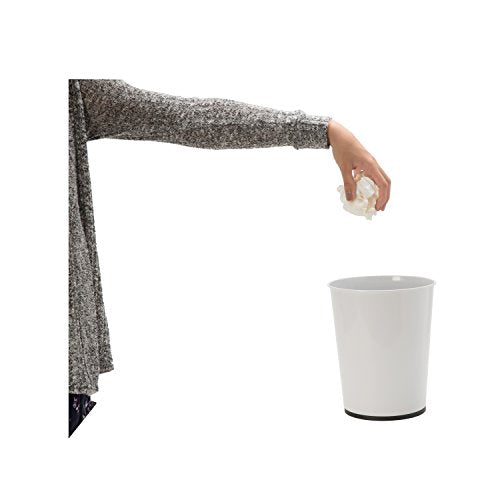 Bath Bliss 5 Liter Small Wastebasket | Round Open Top | Trash Can | Bathroom | Bedroom | Kitchen | Office | Dorm | Disposal Waste Bin | Garbage | White - color: White, size: 1 Pack