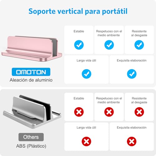 OMOTON Vertical Laptop Stand Holder, Desktop Aluminum Stand for MacBook with Adjustable Dock Size, Fits All MacBook, Surface, Chromebook and Gaming Laptops (Up to 17.3 inches), Rose Gold - color: RoseGold