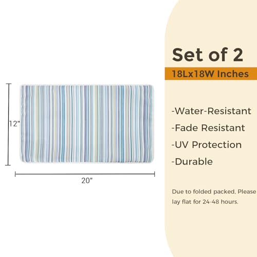 FUNHOME Water Resistant Outdoor Lumbar Pillow Covers 12x20 inch Set of 2,Zipper Pillows Cover,Home Decorative for Sofa Headrest,Patio Furniture Couch Chair Pillows Cover Only(Blue Stripe) - color: Blue Stripe (Cover Only), size: 20" x 12" (Pack of 2)