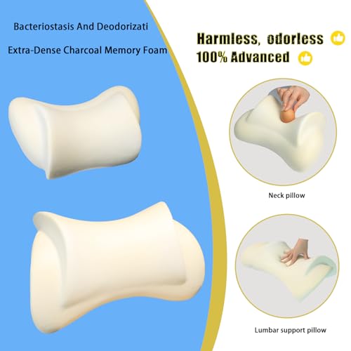 Lumbar Support Pillow for Car, Car Neck Pillow Kit for Pain Relief with Adjustable Strap, Car Headrest Pillow Ergonomic Design for Comfort - color: Grey