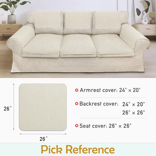 Couch Arm Covers, Waterproof Armrest Cover for Sofa, Loveseat, Armchair, Non-Slip Recliner Arm Cover, Sofa Arm Covers, Headrest Cover, Arm Chair Covers Set of 2 (Beige, 26"×26") - color: Beige, size: 26" x 26" - 2 pcs