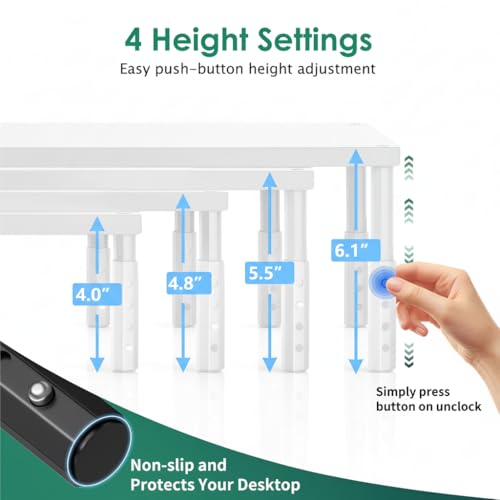 OPNICE Monitor Stand Riser for Desk, Adjustable Computer & Laptop Stand, Desk Organizer for Monitor, Laptop, PC, Printer, Office Desk Accessories for Home & Office, White Wood - color: White Wood