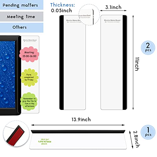3 Pieces Multifunction Computer Monitor Memo Board Side Panel Memo Top Mount Acrylic Transparent Message Board for Screen Cabinet, Left and Right