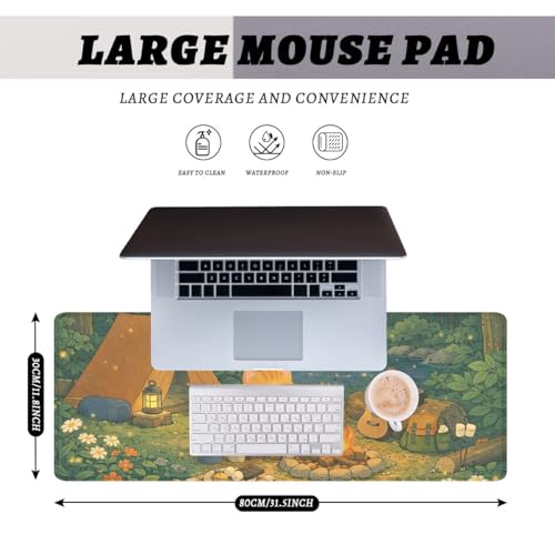 Cute Cat Gaming Mouse Pad Cozy Camping XL Mouse Pad Large Mousepad Extended Laptop Keyboard Mat Gaming Desk Pad Mouse Mat Office Computer Keyboard Laptop 31.5"x11.8" - color: Cute Cat, size: 31.5L x 11.8W inches