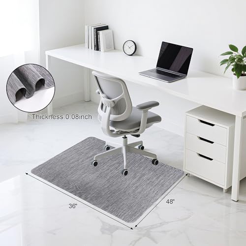 Office Chair Mat for Hardwood & Tile Floor, 36"x48" Desk Computer Chair Mat, Anti Slip, Non-Curve, Floor Protector Under Desk Low-Pile Office Rug for Rolling Chair - color: Light Grey, size: 36'' x 48'' Rectangle