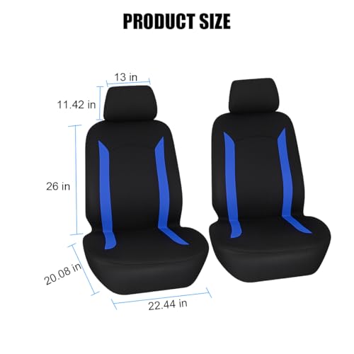 Bittwee Car Front Seat Cover Only, Breathable Sporty Vehicle Front Seat Protector with Separate Headrest Cover, Scratchproof Auto Chair Protection Accessories, Universal for Vehicles (Blue/Black) - color: Blue/Black