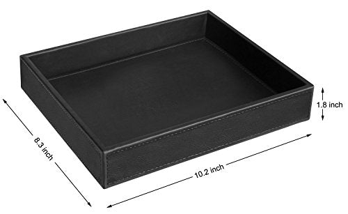 Vixdonos Valet Tray Nightstand Organizer Leather Catchall Tray for Perfume,Jewelry,Key and Remote on Counter or Dresser(Black) - color: Black