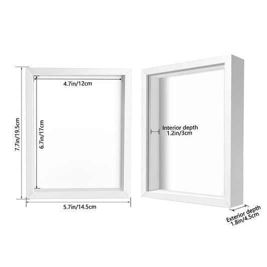 5x7 Small Shadow Box Frame Display Case , Display Case Box for Memorabilia, Medal, Wedding Memories, Crafts, Tickets and Photos (White, 5x7) - color: White, size: 5x7