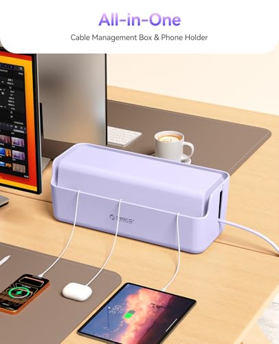 ORICO Cable Management Box, Cord Hider Box to Conceal Power Strips on Desk or Floor, Keeping Cords Tidy and Protected from Damage, Stylish Cable Organizers for Home, Office, School - PB03 - color: Purple