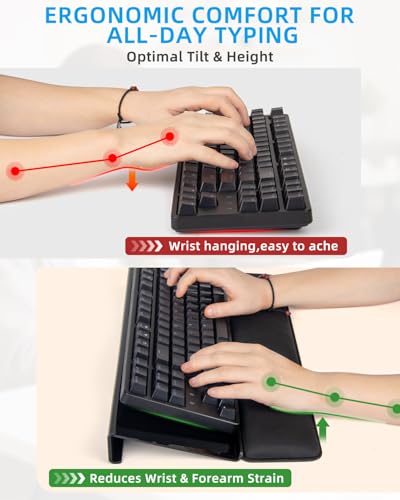 Keyboard Stand with Wrist Rest - Comfortable Wrist Pad for Easy Typing, Keyboard Tray for Office, Home, School (Fits Most Standard Keyboards) (Black) - size: Black