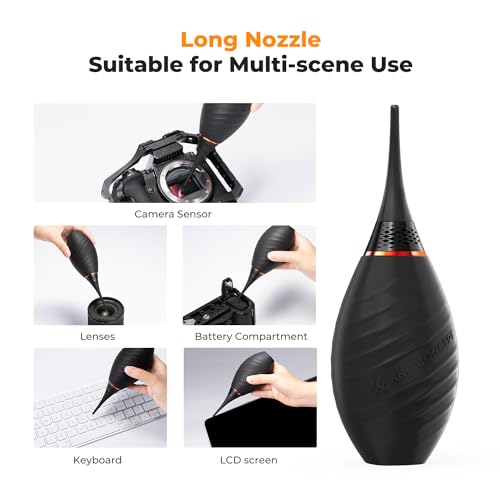 K&F CONCEPT Soft Tip Strong Air Blower with Long Nozzle | Dual-valve silicone blower. Highly elastic with a soft nozzle. Ergonomic design for a comfortable grip