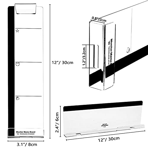 Monitor Memo Boards for Computer, Set of 3 (Left & Right & Bottom) Multifunction Acrylic Screen Message Reminder Pad Side Panels Phone Holder - Utility Organizer for Office Desktop, with Sticky Notes - style: Left + Right + Bottom