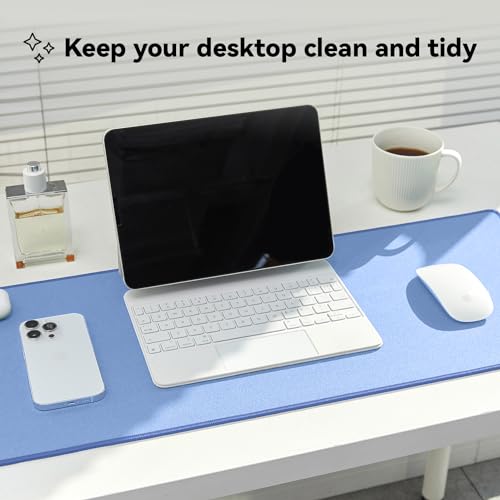 Reniteco Waterproof Large Gaming Mouse Pad with Durable Stitched Edges, Non-Slip Rubber Base, Grainy Jacquard Mouse Mat Desk Pad for Home Office Gaming, 27.6"x11.8"x0.12", Matte Blue - color: Matte Blue, size: 27.6''x11.8''x0.12"