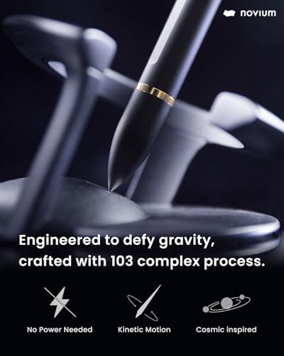 novium Hoverpen Interstellar - Space Black, Ballpoint Pen, 18K Gold-plated Pen Ring, 23.5 Degree Angle, Schmidt Ballpoint Refill, No Spills, No Spotting, No Explosions - color: Space Black, style: 18K Gold-Plated